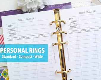 PRINTED Debt tracker insert - Debt repayment tracker - Debt management - Financial insert - Personal / Wide / Compact sizes - P20