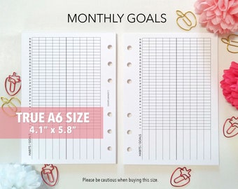 PRINTED Monthly Goal Tracker - Routine Tracker - Uncommon size planner insert - AS12