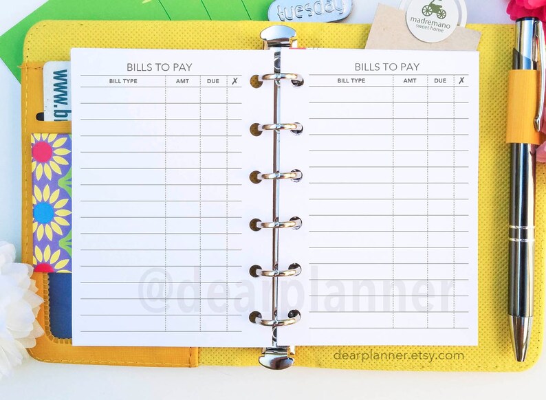 PRINTED Pocket size bill payment tracker Bills checklist insert Finance tracker Pocket size planner refill K-05 image 3