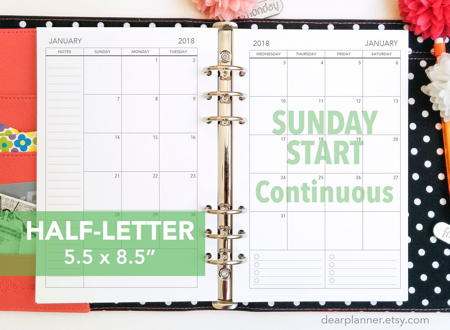 PRINTED Month On 2 Page SUNDAY Start Mo2p Calendar Up To Etsy Canada