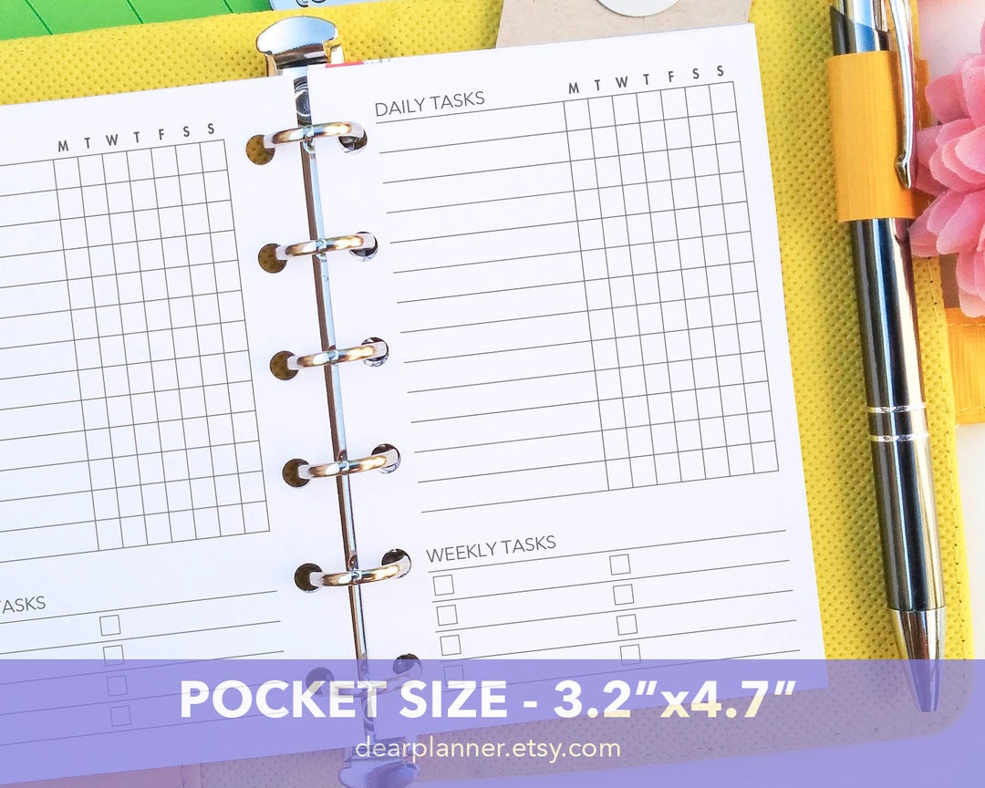 PRINTED Daily Week Routine Planner Insert - Routine Checklist - Pocket ...