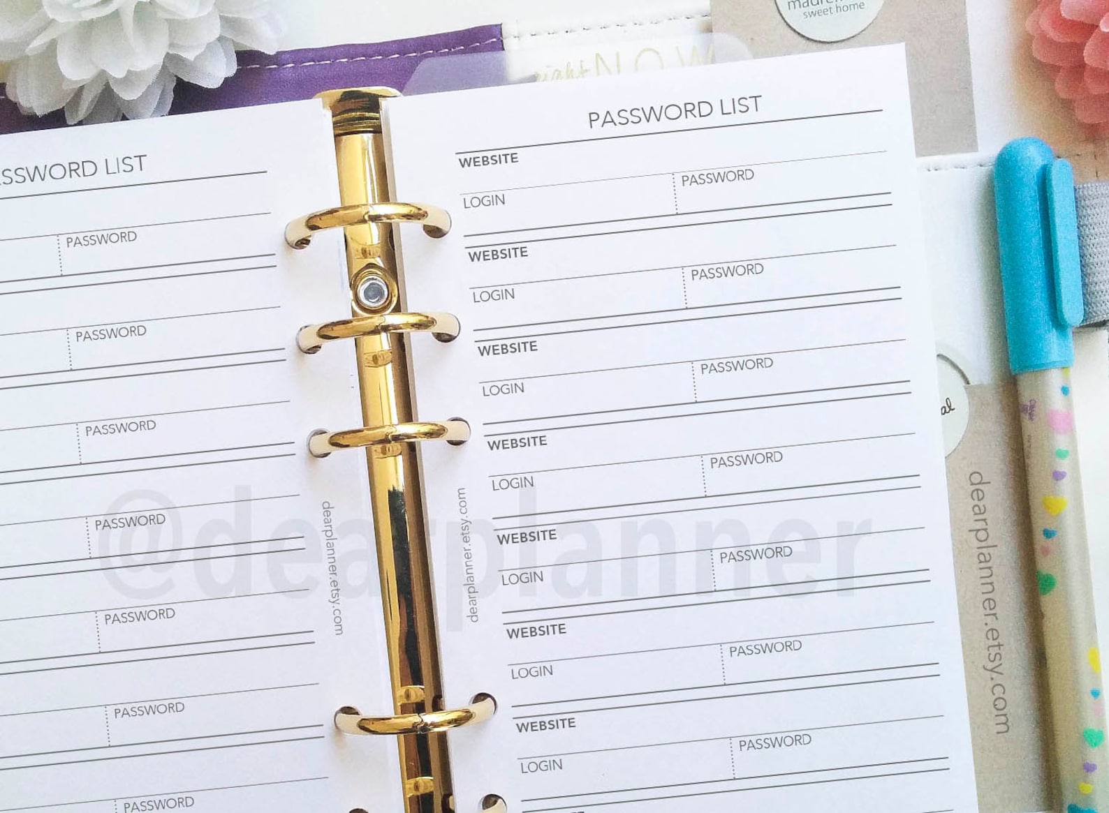 PRINTED Password keeper insert Password list planner insert Etsy