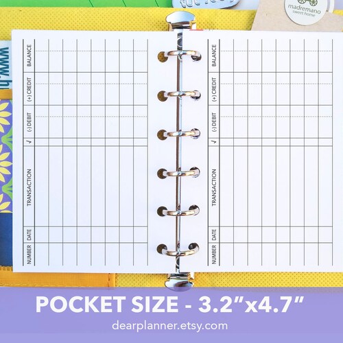 Printed Pocket Size Checkbook Register Style Inserts Etsy