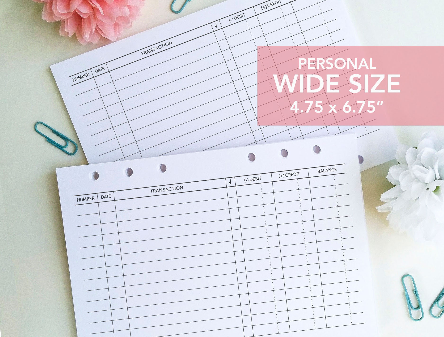 PRINTED Checkbook Register Inserts Check Book Record Tracker Etsy