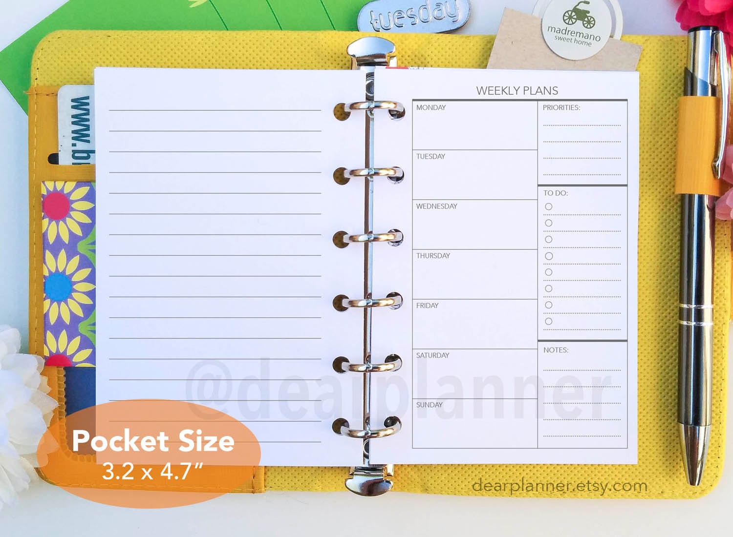  Pocket Food Journal Planner Insert Refill, 3.2 x 4.7