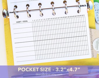 PRINTED Habit Goal Tracker - Monthly Routine Checklist - Pocket size habit tracker - Pocket size planner refill - K-12