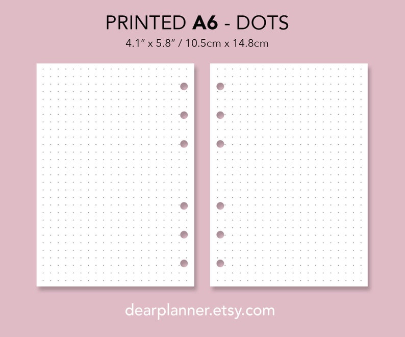 PRINTED True A6 Dotted Planner Inserts 5mm dot grid paper | Etsy