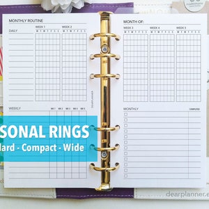PRINTED Undated Monthly Tracker - Daily Weekly Routine Habits log - Personal / Wide / Compact sizes - P63
