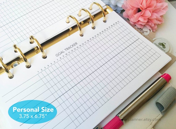 printed goal tracker habit tracker insert undated monthly etsy