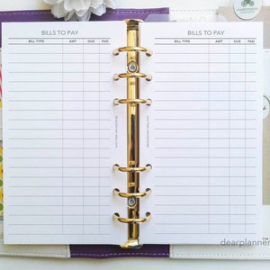 PRINTED Bill payment tracker - Bills checklist insert - Finance checklist - Bills planner insert - Personal / Wide / Compact sizes - P05 image 4