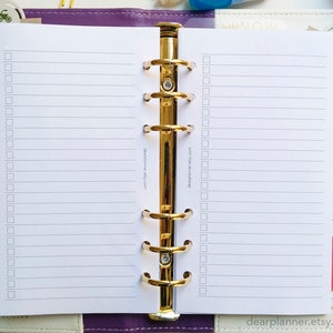 PRINTED Lined Checklist Insert - Lined Pages Planner Refill - Notes to ...
