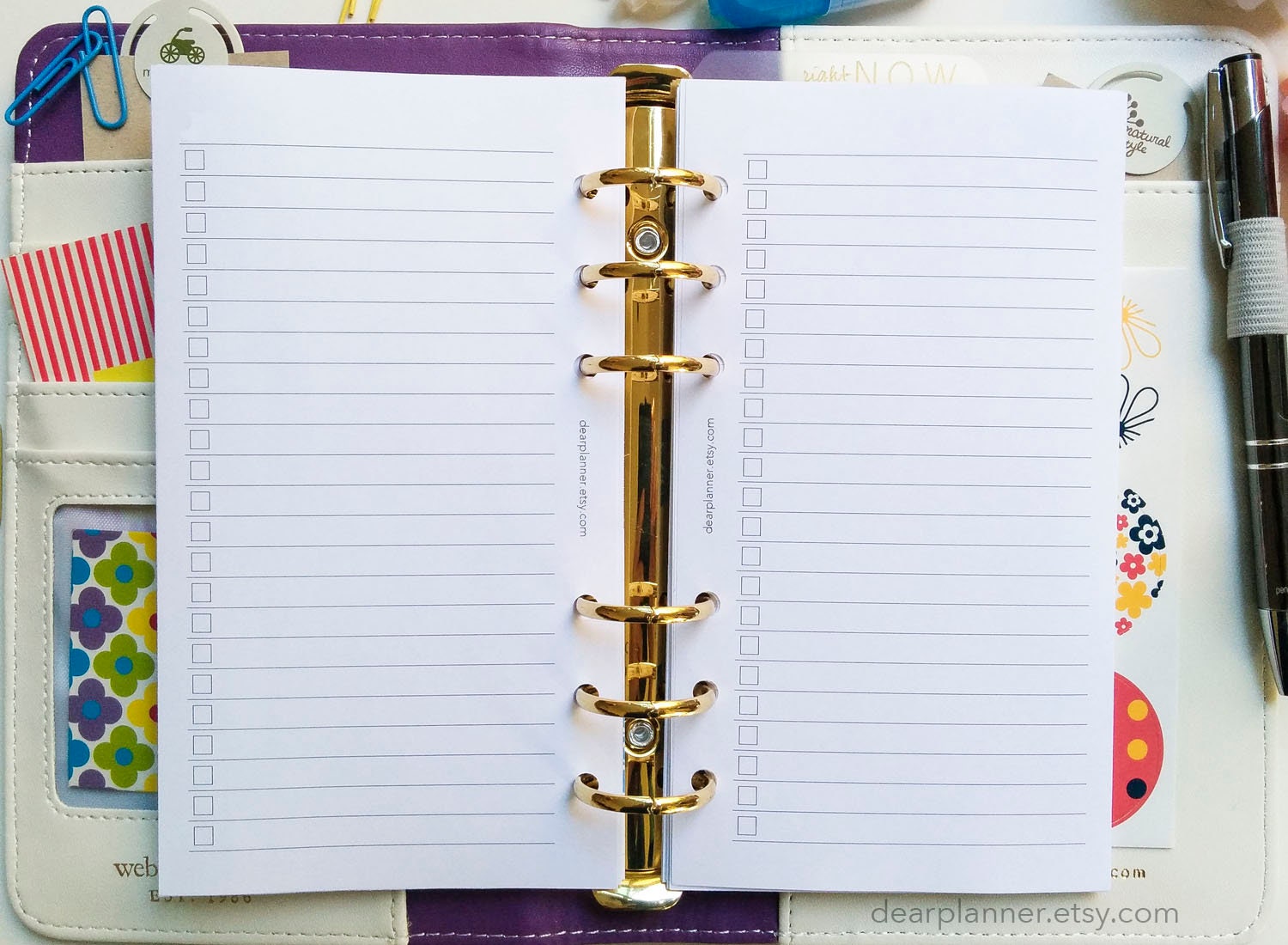 PRINTED Lined Checklist Insert - Lined Pages Planner Refill - Notes to ...