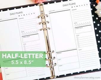 PRINTED day on one page - Daily planner insert - Printed do1p planner insert - Half letter (fits A5 binder) - Planner refill - 06H