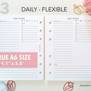 PRINTED True A6 Undated Day on 1 page - Flexible Daily Insert - DO1P planner refill - AS37