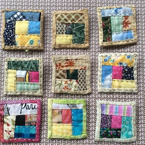 Log Cabin block pin brooch