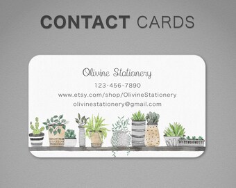 Cactus Business Cards, Plant Business Cards, Business Cards, Business Card Template, Printable Business Cards, Succulent Business Cards