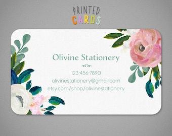 Floral Watercolor Personalized Business Card: Square or Standard Size