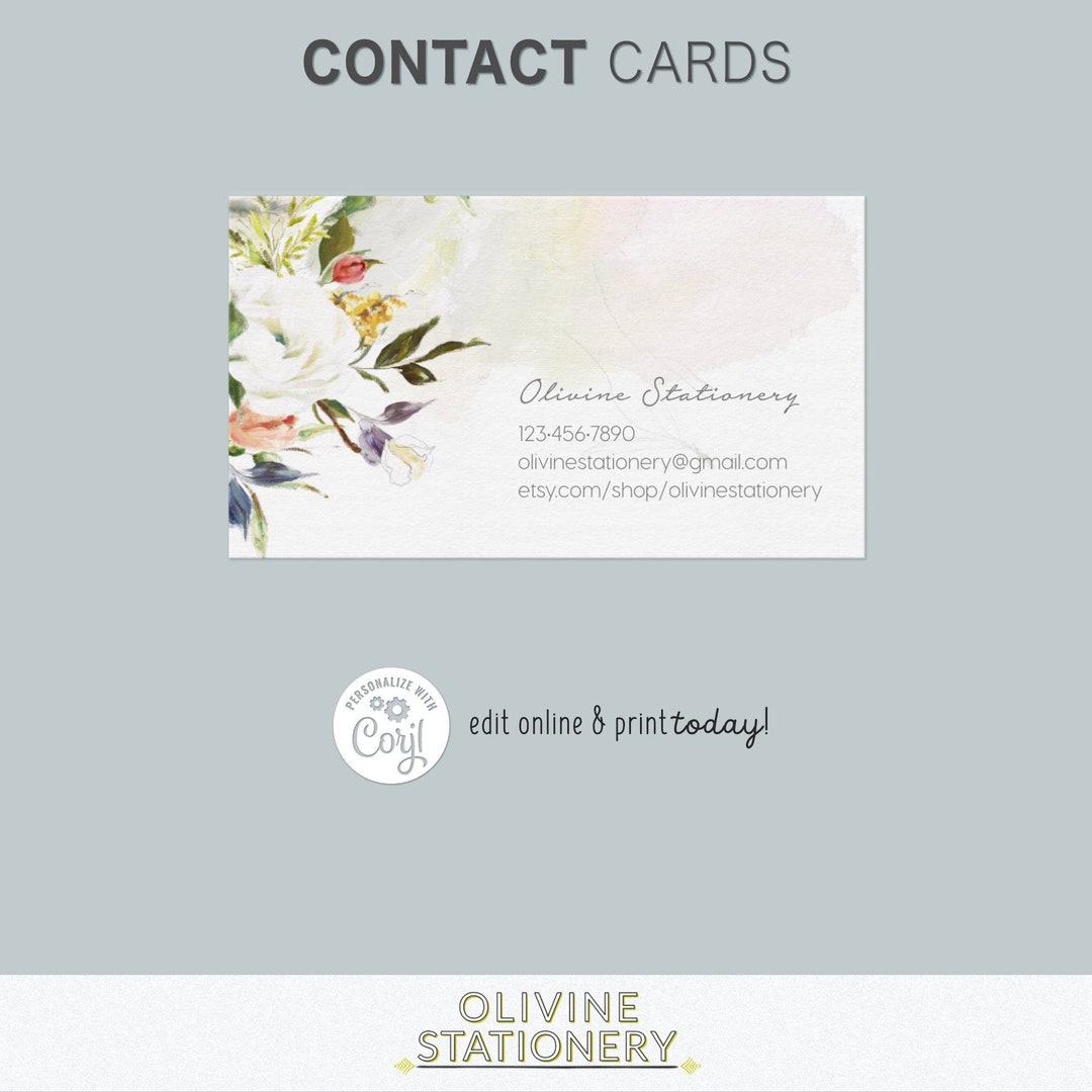 Business Contact Card, Oil Painted Flowers, Minimalist, Digital ...