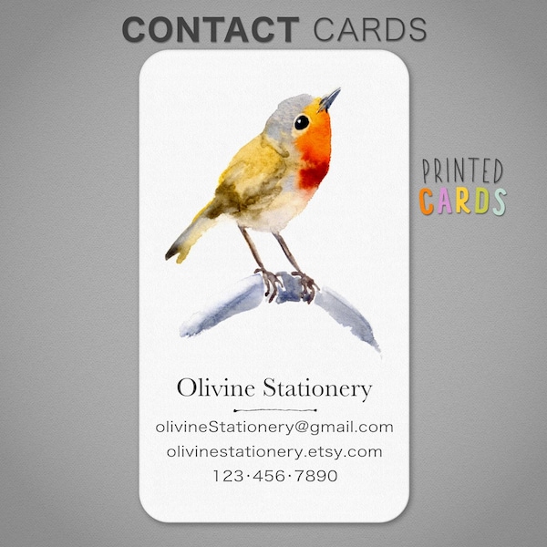 Watercolor Bird Personalized Business Card: Printed Calling Card