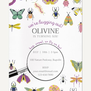 Bug Birthday Invitation, Editable Insect Party, Calling all Critters Invite, Nature Invite, Corjl Template, Buggin Out (Digital Download)