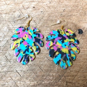 Palm Leaf Earrings, Tropical Palm Leaf Earrings , Leaf Earrings , Statement Earrings