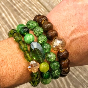 Brown Beaded Bracelet, Crystal Bracelet, Brown Crystal Bracelet, Bracelet Stack, Brown Bracelet
