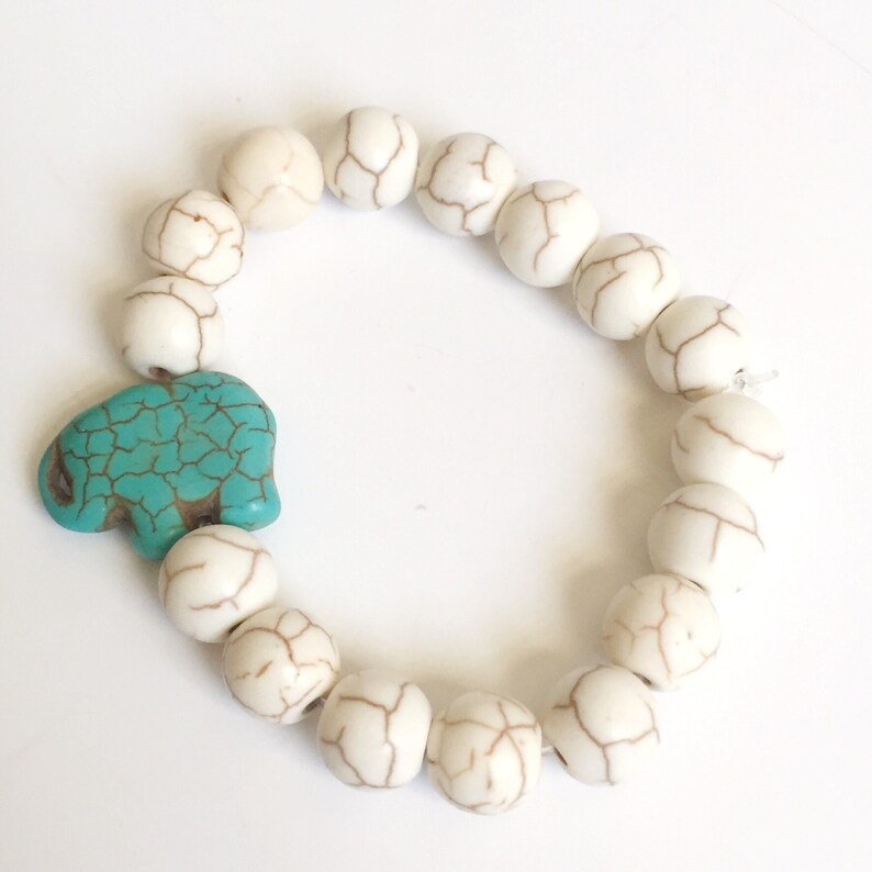 Elephant Beaded Stretch Bracelet Elephant Jewelry White and Etsy