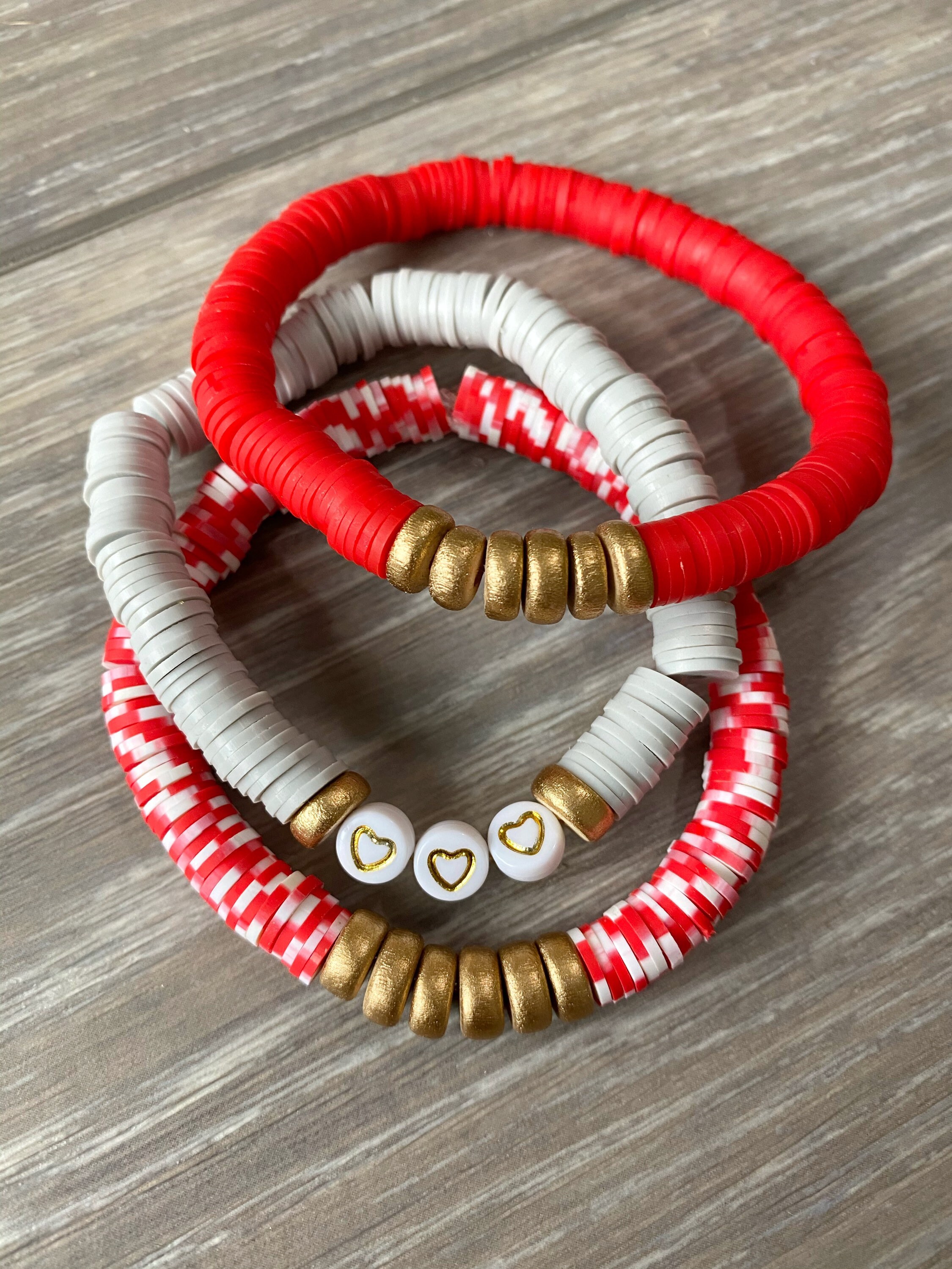 Red and on sale white bead bracelet