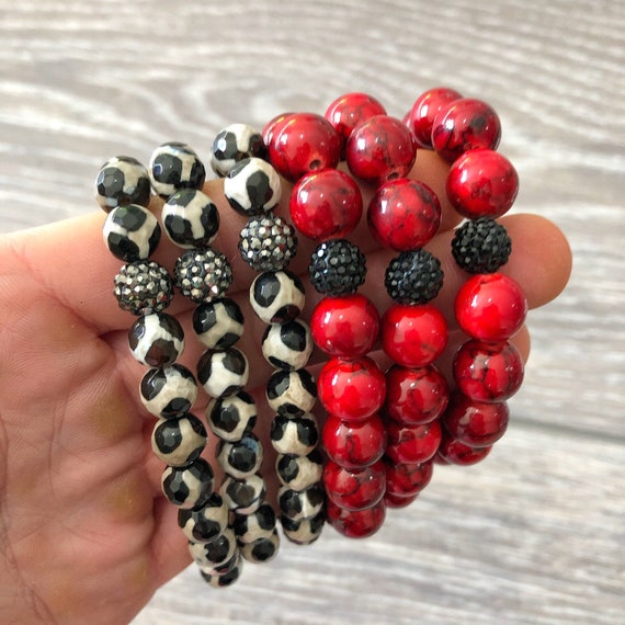 Red and black bead bracelet deals