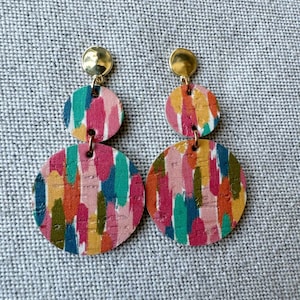 Multicolor Leather Earrings, Leather Earrings, Lightweight Earrings, Statement Earrings