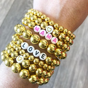 Gold Beaded Bracelet, Gold Bracelet, Stackable Bracelet