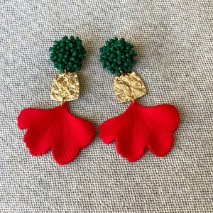 Green and Red Earrings, Red and Green Earrings, Christmas Earrings, Acrylic Earrings, Lightweight Earrings, Holiday Earrings