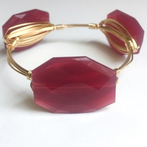 Maroon Acrylic Wire Wrap Bangle Bracelet, Maroon Bangle, Burgundy Bangle, Bourbon and Boweties Inspired, Maroon Acrylic Bangle