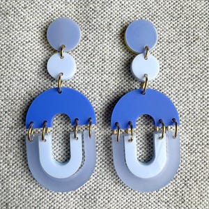 Blue Acrylic Earrings, Periwinkle Earrings, Blue Earrings, Statement Earrings, Lightweight Earrings, Blue Drop Earrings