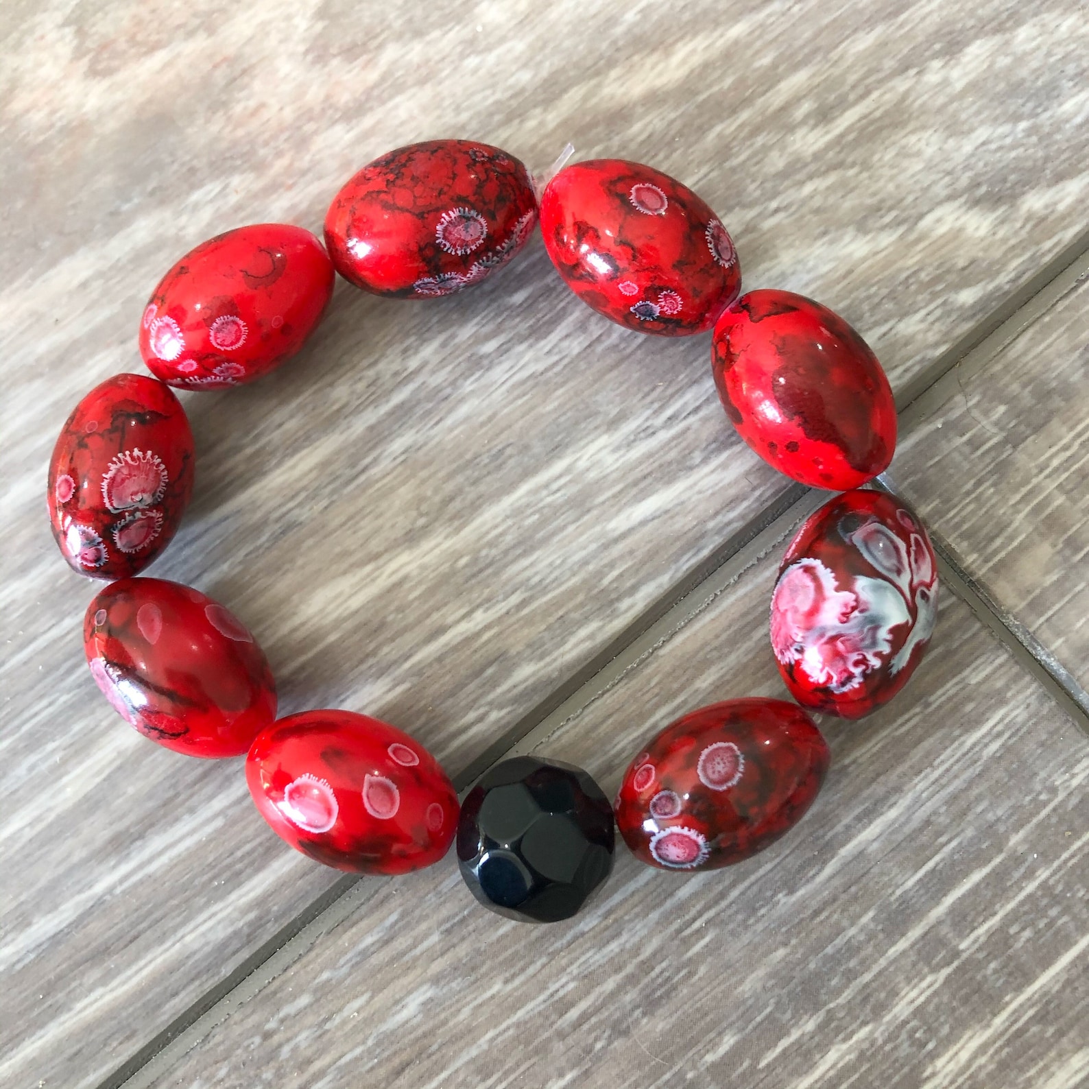Red and Black Bead Bracelets Red and Black Bracelets Red Etsy