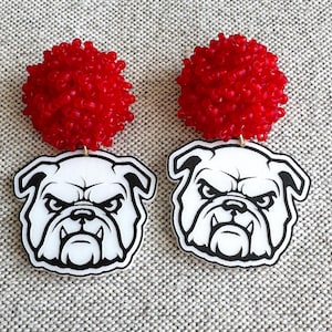 Red, White, and Black Earrings, Bulldog Earrings, Black and White Earrings, Lightweight Earrings, UGA Earrings, Georgia Earrings