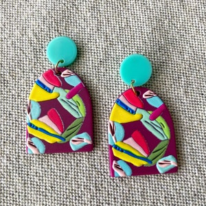 Floral Acrylic Earrings, Tropical Print Earrings, Lightweight Earrings, Acrylic Earrings, Floral Earrings