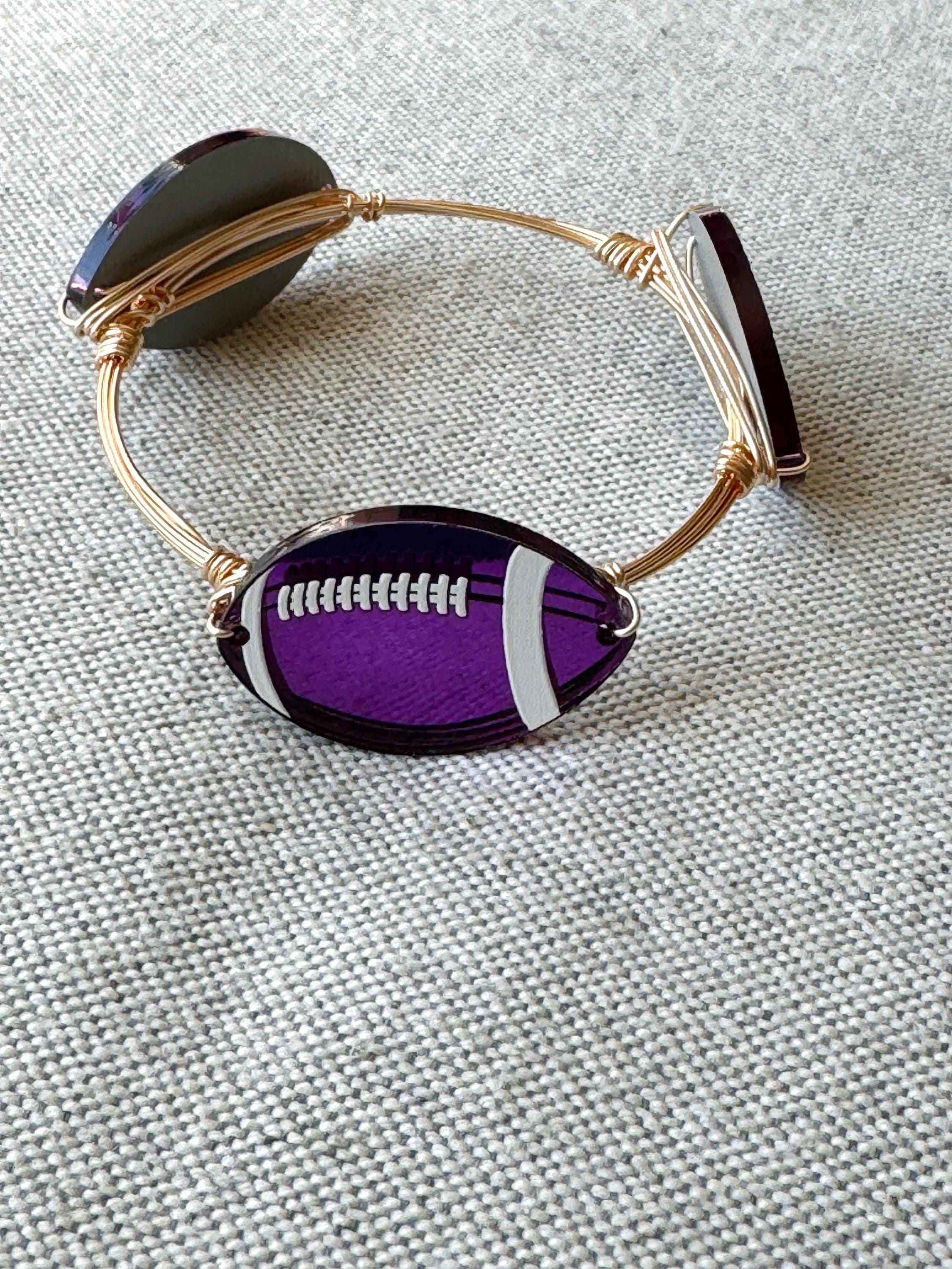 Purple Football Beaded Bangle, Football Bangle, Bourbon and Boweties ...