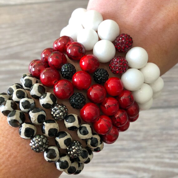 Red and 2024 black bead bracelet