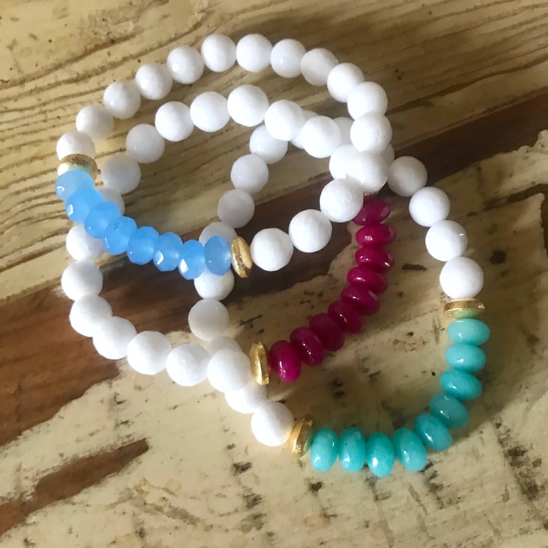 Pink and White Bracelet Pink Bead Bracelet White Bead Etsy