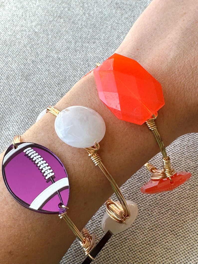 Purple Football Beaded Bangle, Football Bangle, Bourbon and Boweties ...