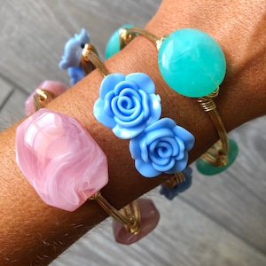 Periwinkle Bangle, Periwinkle Rose Bangle, Bourbon and Boweties Inspired, Rose Bangle, Flower Bangle