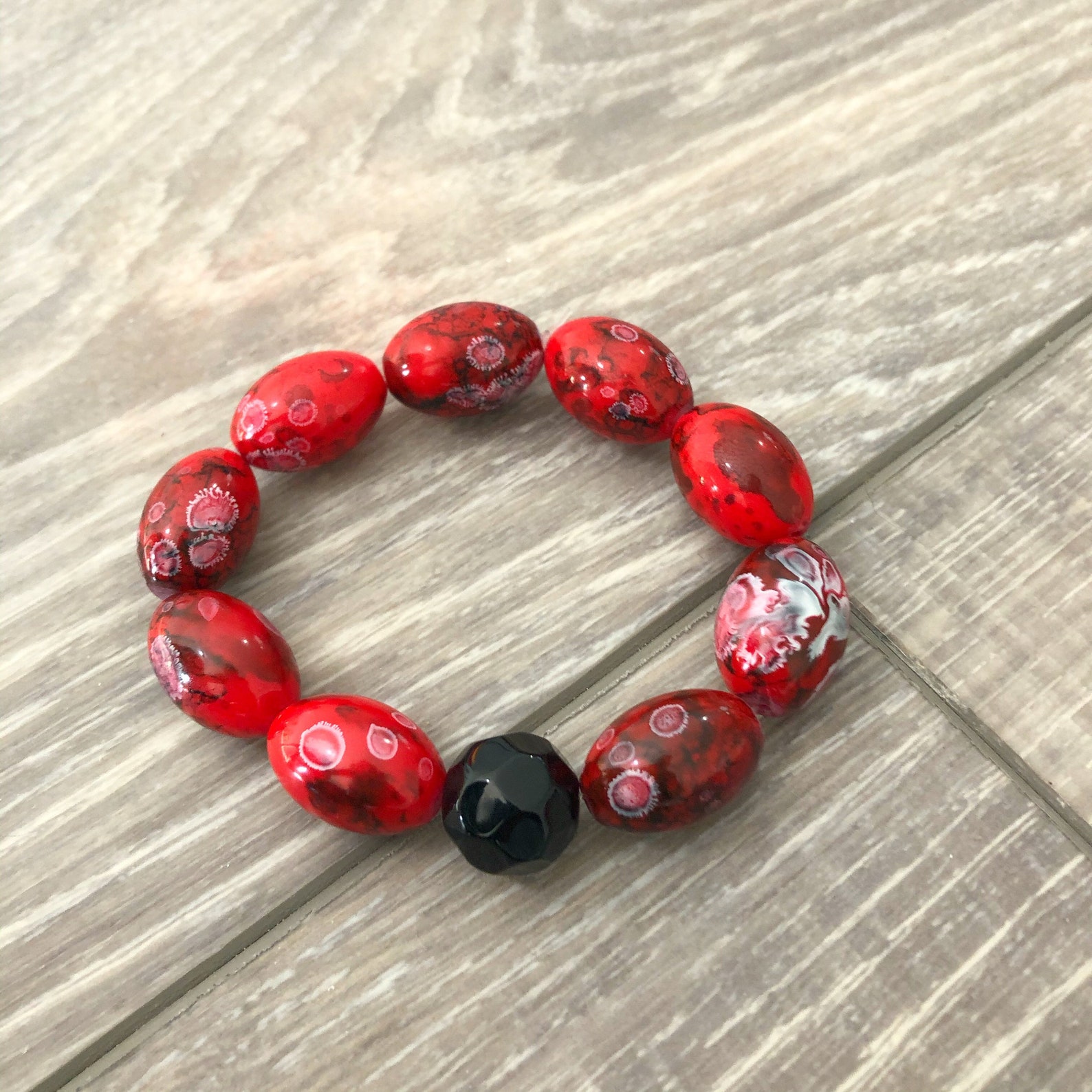 Red and Black Bead Bracelets Red and Black Bracelets Red Etsy