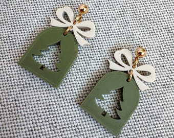 Christmas Tree Earrings, Christmas Earrings, Christmas Jewelry, Green Earrings, Lightweight Christmas Earrings