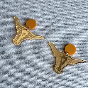 Longhorn Earrings, Longhorn Jewelry, Gameday Earrings, Gameday Jewelry, Texas Earrings, Gold Earrings