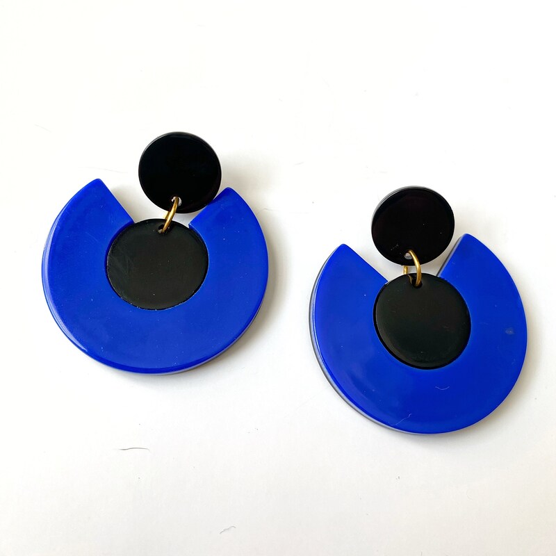 Black Blue Earrings Etsy