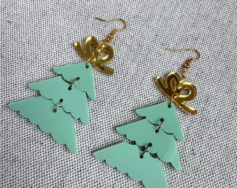 Christmas Tree Earrings, Christmas Earrings, Christmas Jewelry, Green Earrings, Lightweight Christmas Earrings