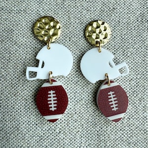 Football Earrings, Football Acrylic Earrings, Lightweight Earrings, Gameday Earrings, Football Jewelry, Statement Earrings