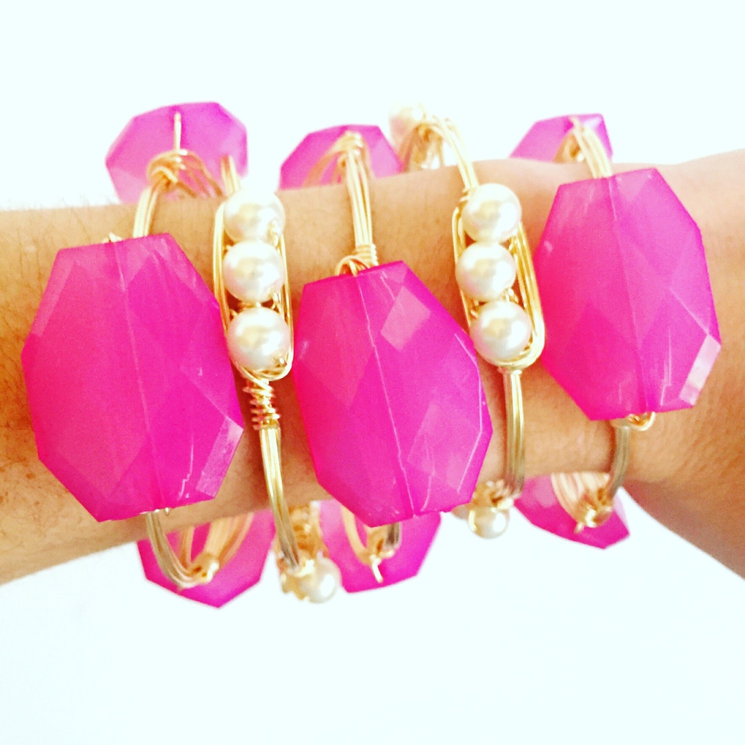 Pearl Wire Wrap Bangle Bracelet White Pearl Bangle Pearl Etsy