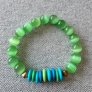 Green and Blue Beaded Bracelet , Green Bead Bracelet, Green Bracelet, Blue and Green Bracelet